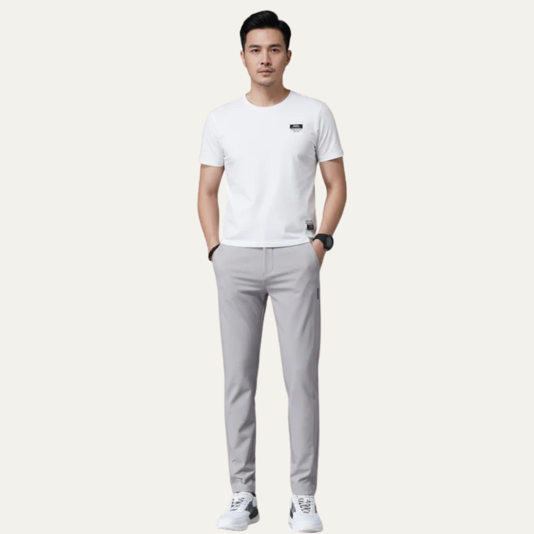 Mens Slim Fit Stretch Flat Front Pants
