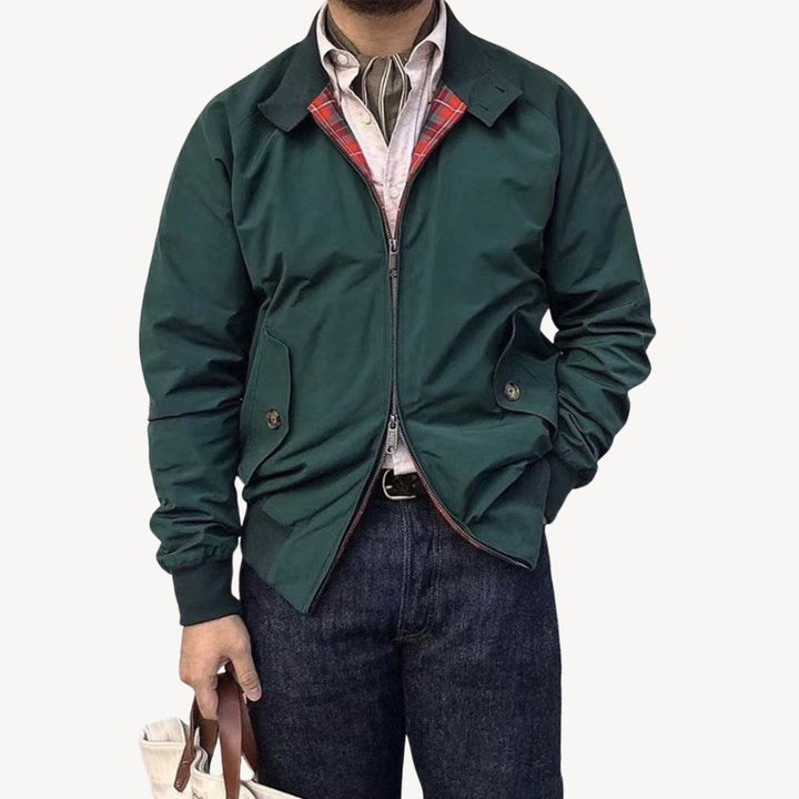 Mens Harrington Jacket with Plaid Lining Classic Fit