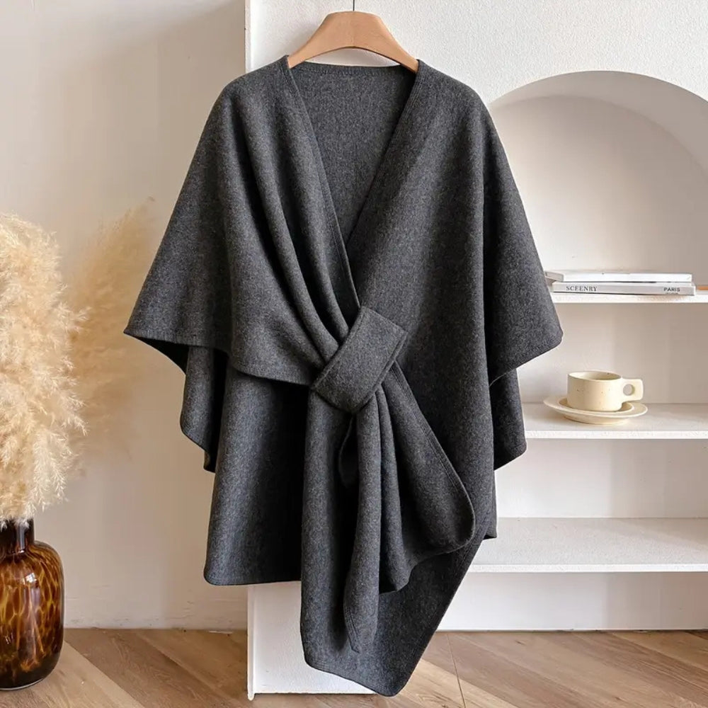 Womens Windproof Scarf Coat with Elegant Draped Fit
