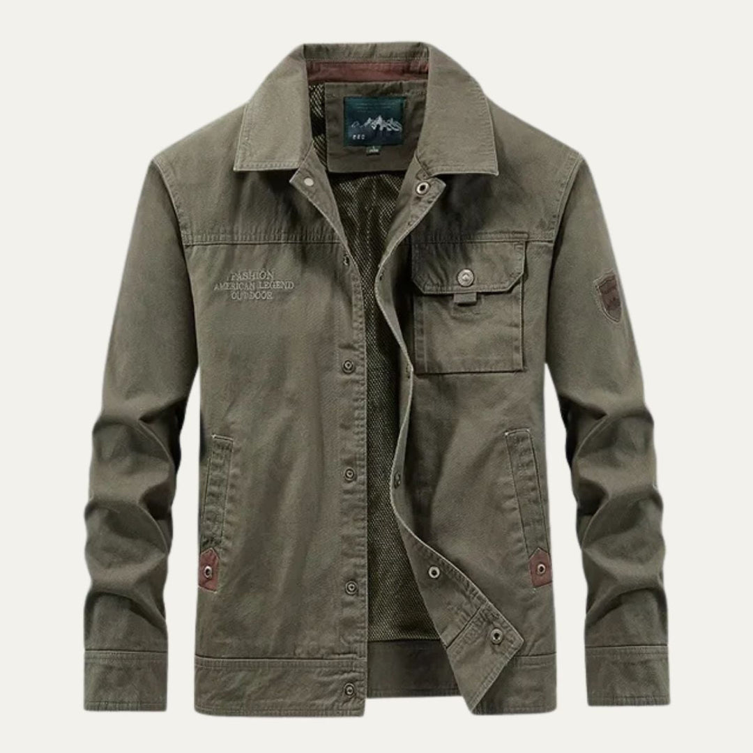 Mens Field Jacket with Embroidered Patch Detail - BritishMode