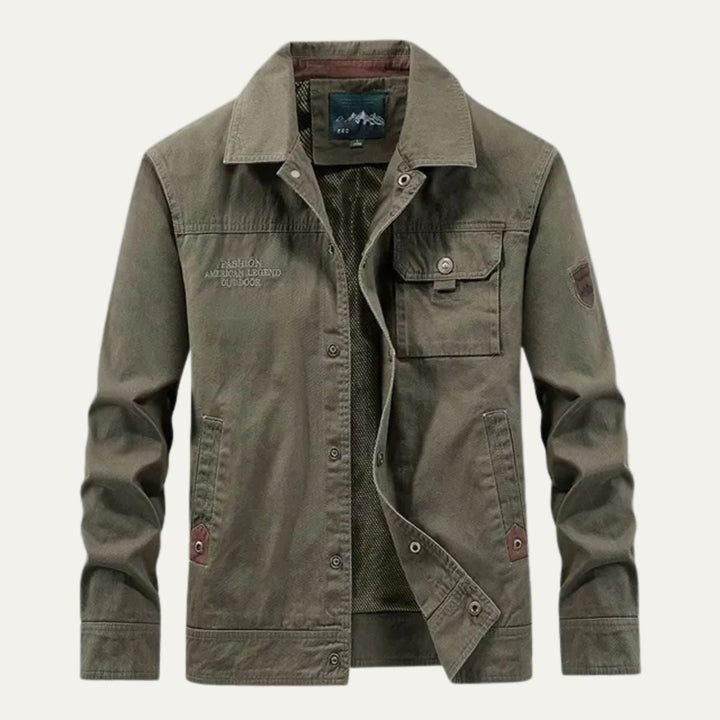 Mens Field Jacket with Embroidered Patch Detail - BritishMode