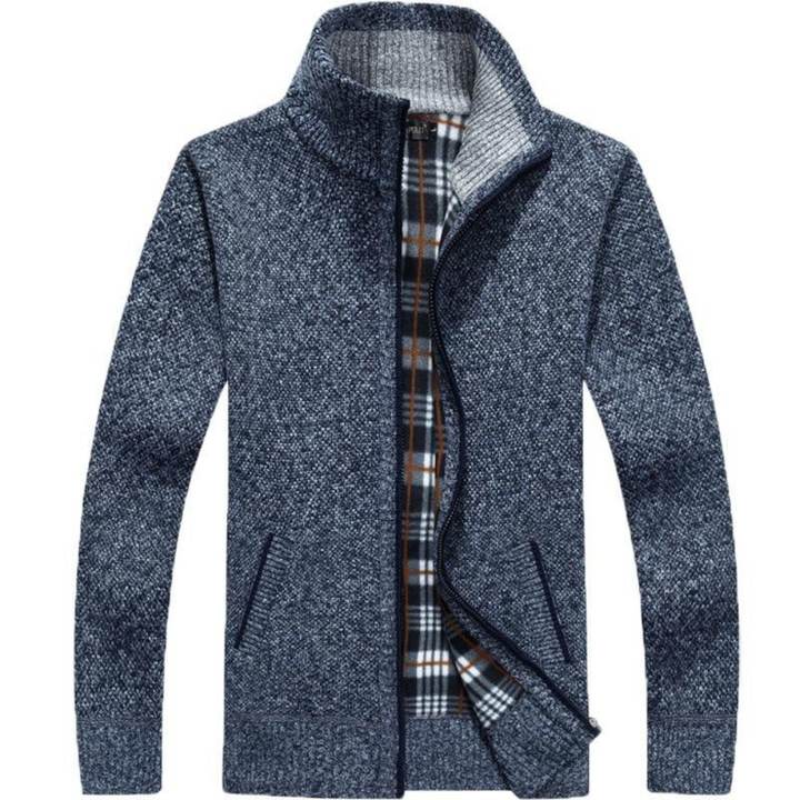 Mens Jacket with High Collar and Front Zip