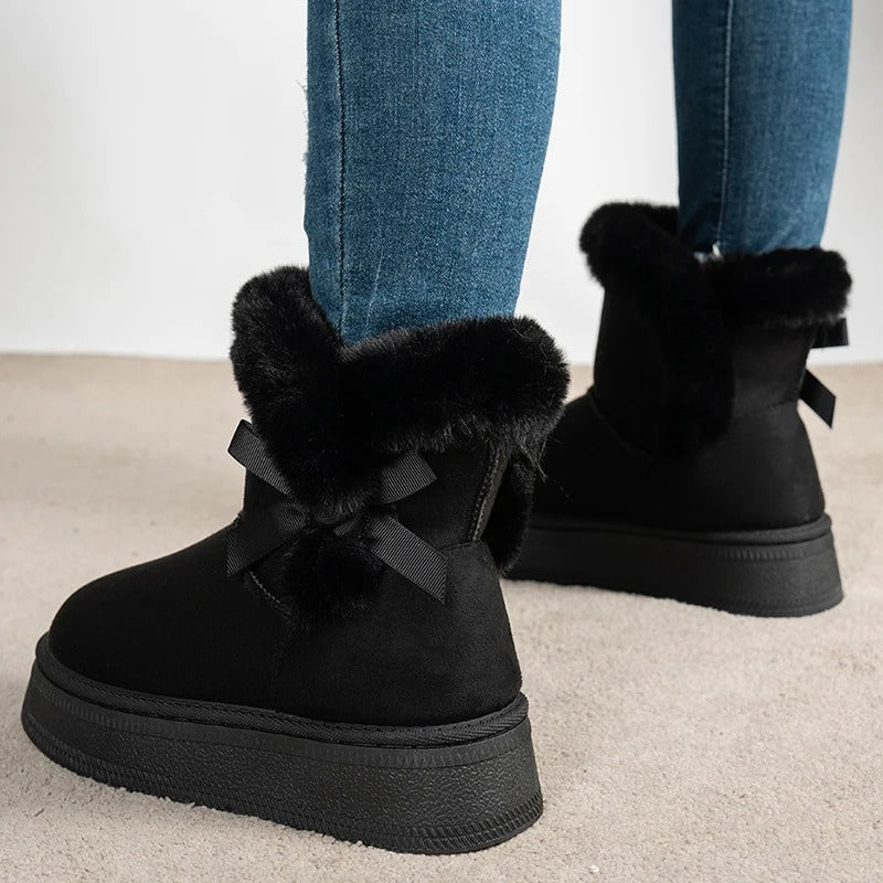 Womens Platform Boots Suede Material - BritishMode