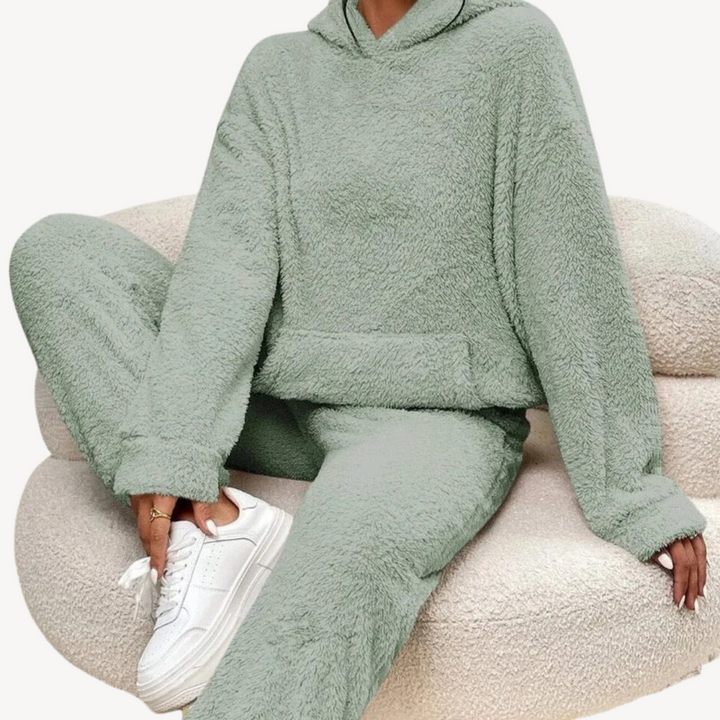 Womens Fleece Loungewear Set Relaxed Fit