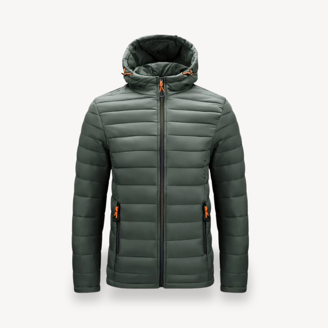 Mens Hooded Puffer Jacket Polyester Insulated Fit