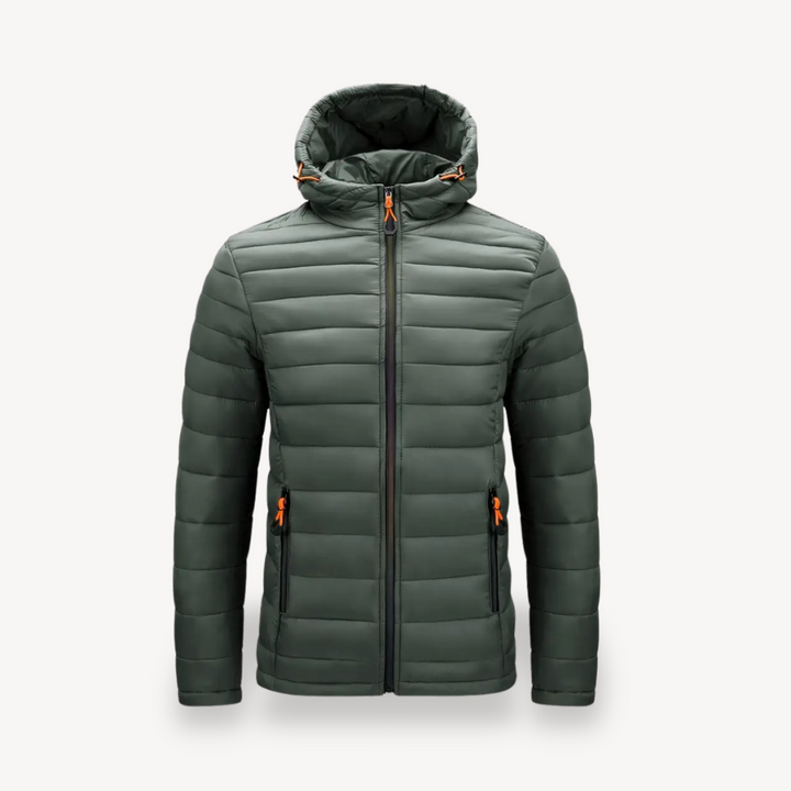 Mens Hooded Puffer Jacket Polyester Insulated Fit
