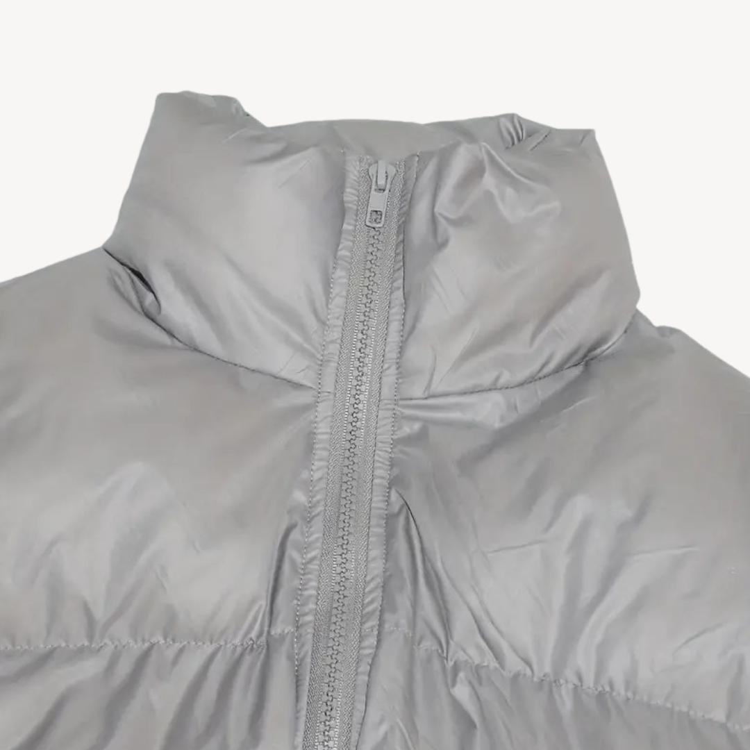 Womens Cropped Puffer Jacket with Zip Closure