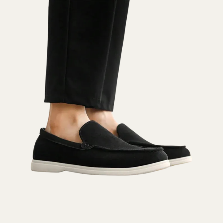 Mens Suede Slip-On Loafers Minimalist Apron Toe