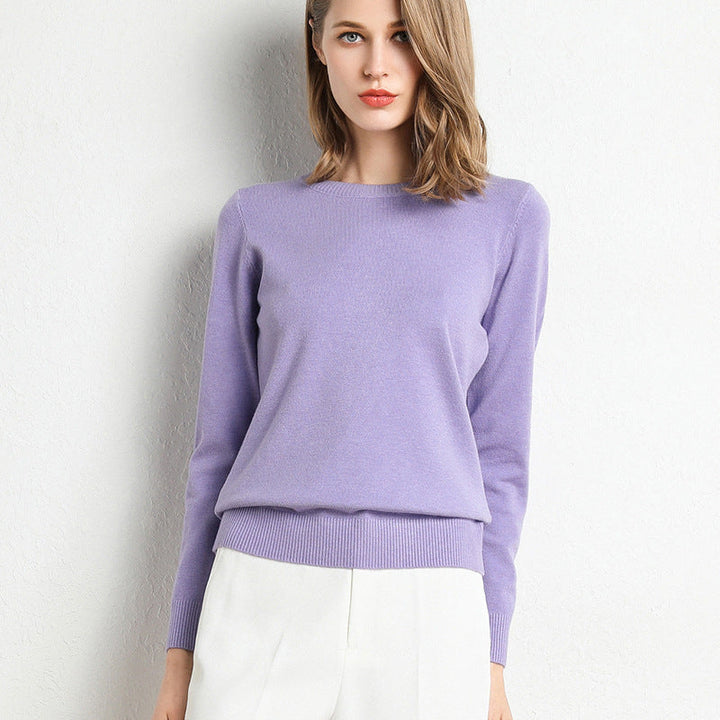 Womens Wool Sweater Crew Neck Cozy Fit