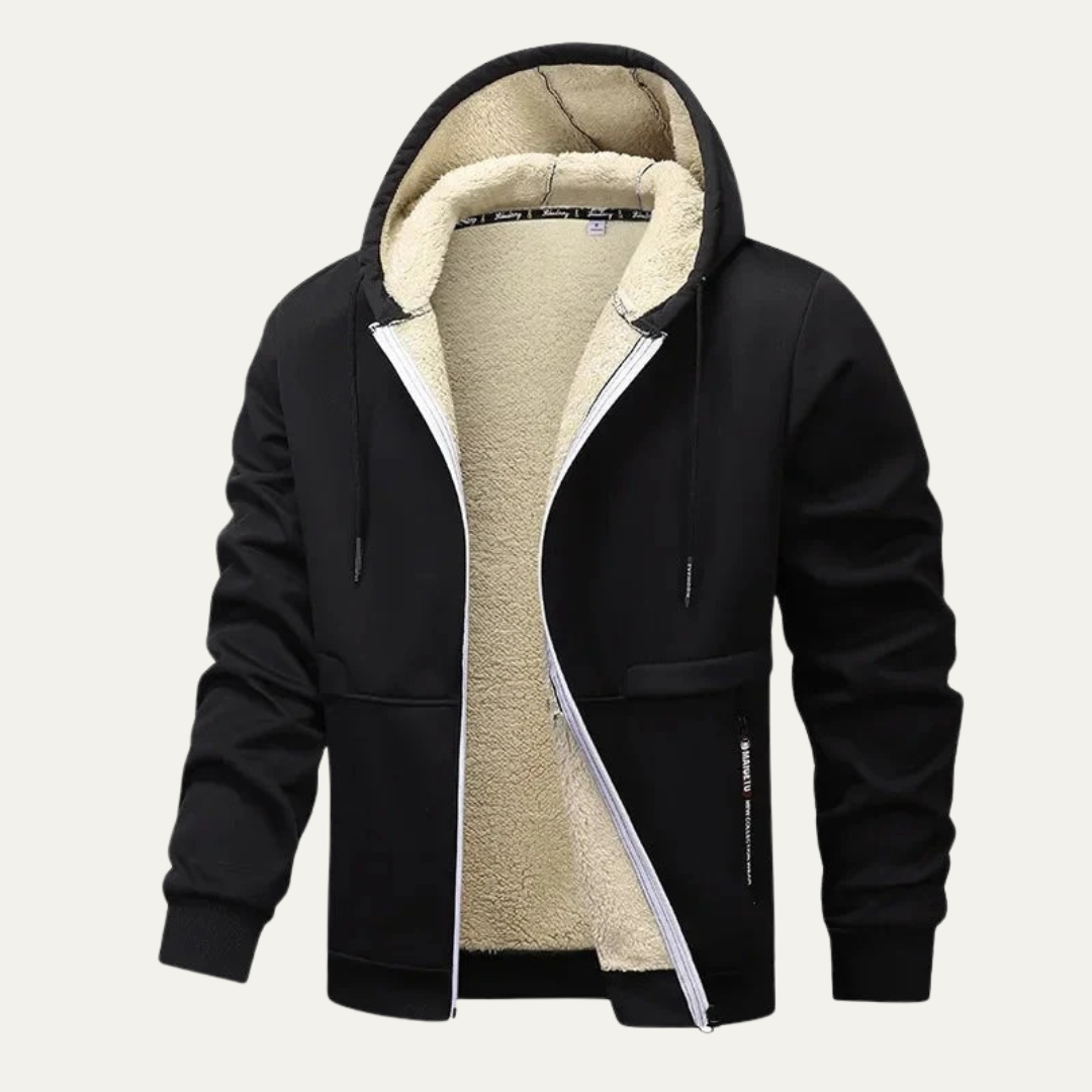 Mens Zip Hoodie Sherpa Lined Heavyweight