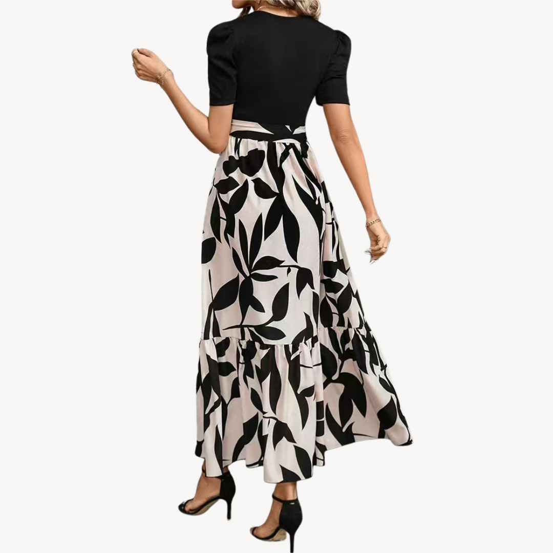 Womens Casual Maxi Dress Short Sleeve Belted Fit