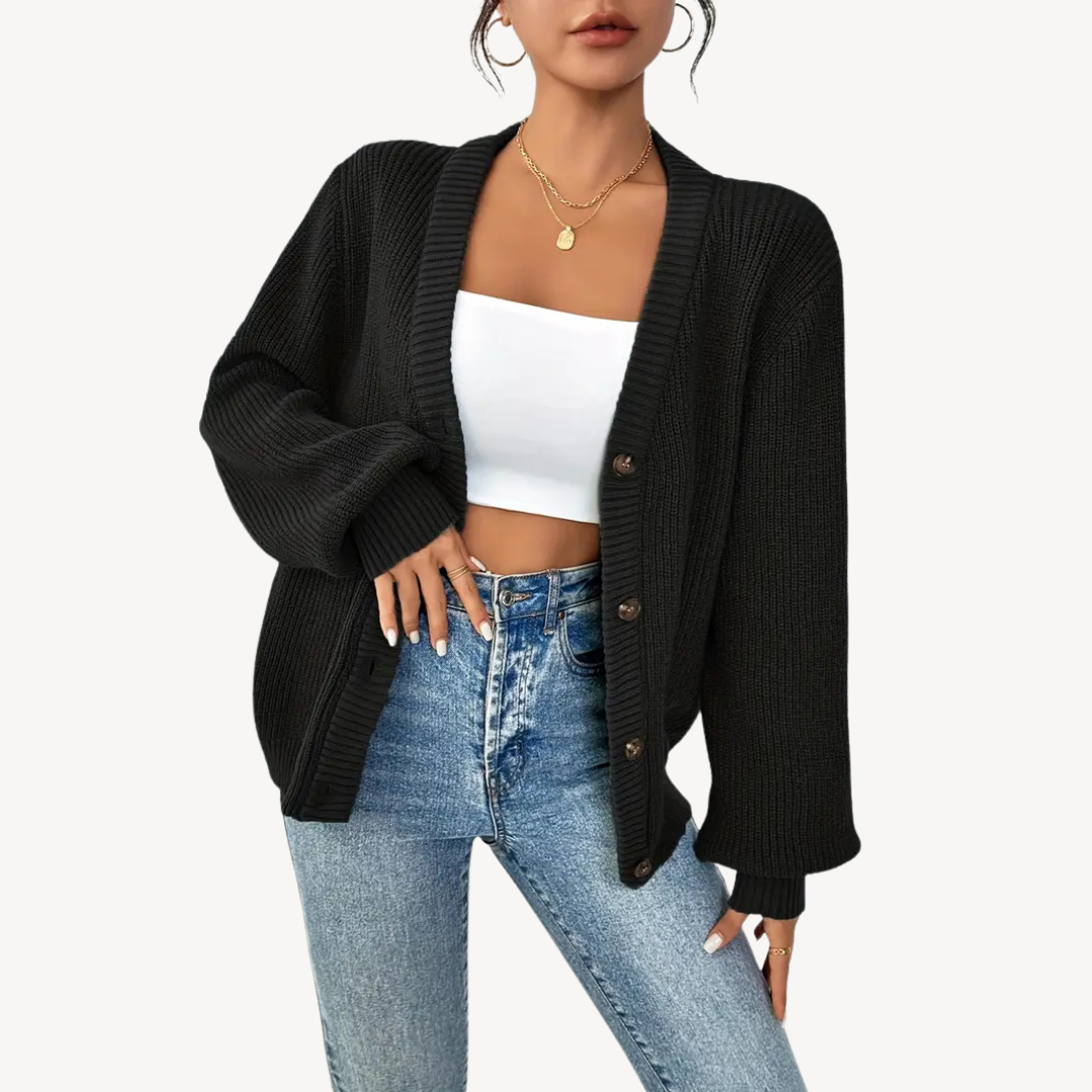 Womens Cardigan Sweater V-Neck Drop Shoulder