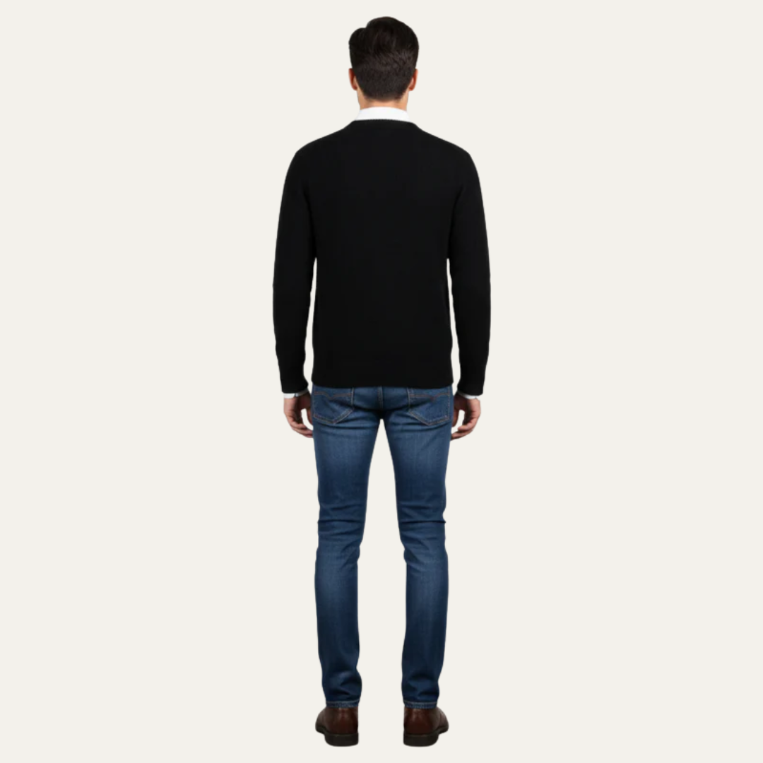 Mens V-Neck Cardigan Fine Knit Slim Fit