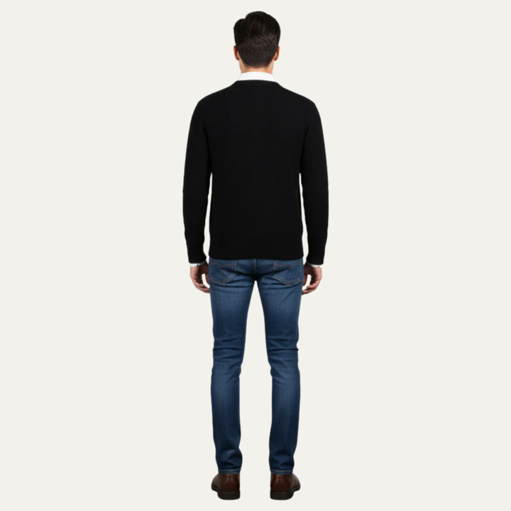 Mens V-Neck Cardigan Fine Knit Slim Fit