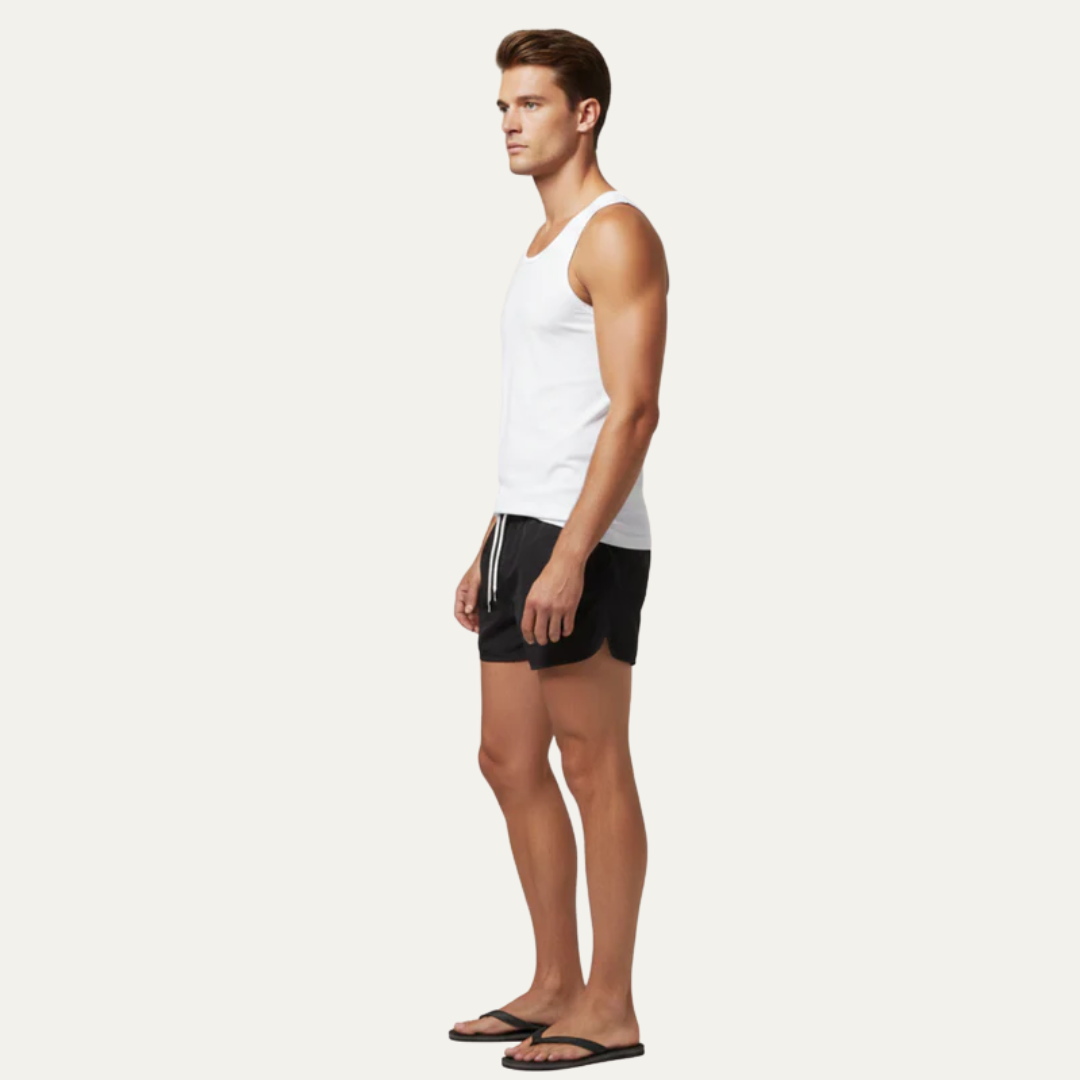 Mens Swim Trunks Quick-Dry Rounded Hem
