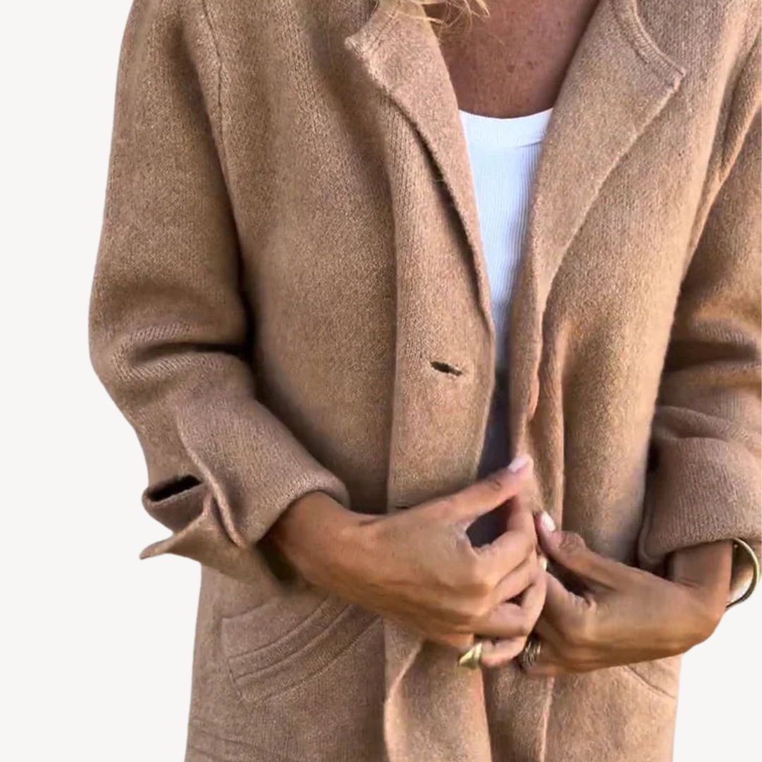 Womens Longline Wool Blend Coat Button Front