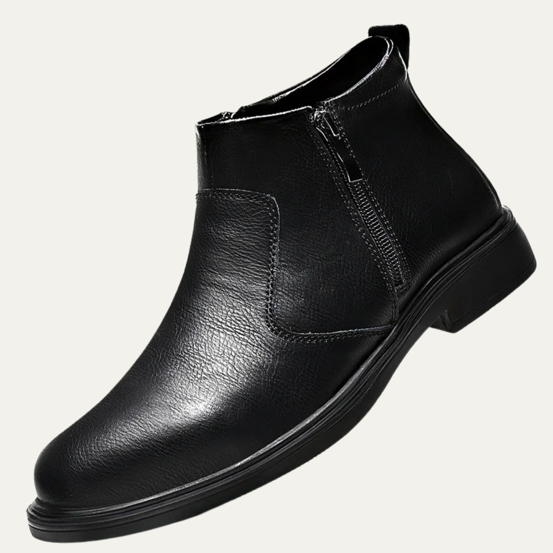 Mens Leather Chelsea Boots with Side Zipper