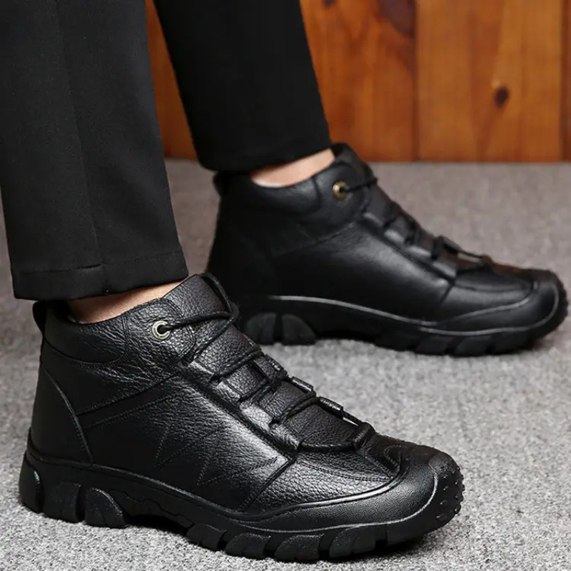 Mens Hiking Shoes Vegan Leather Comfortable Fit - BritishMode