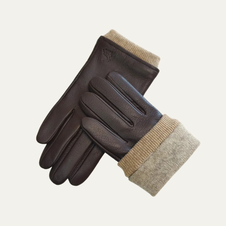 Mens Leather Driving Gloves Wool Lined Warm Fit