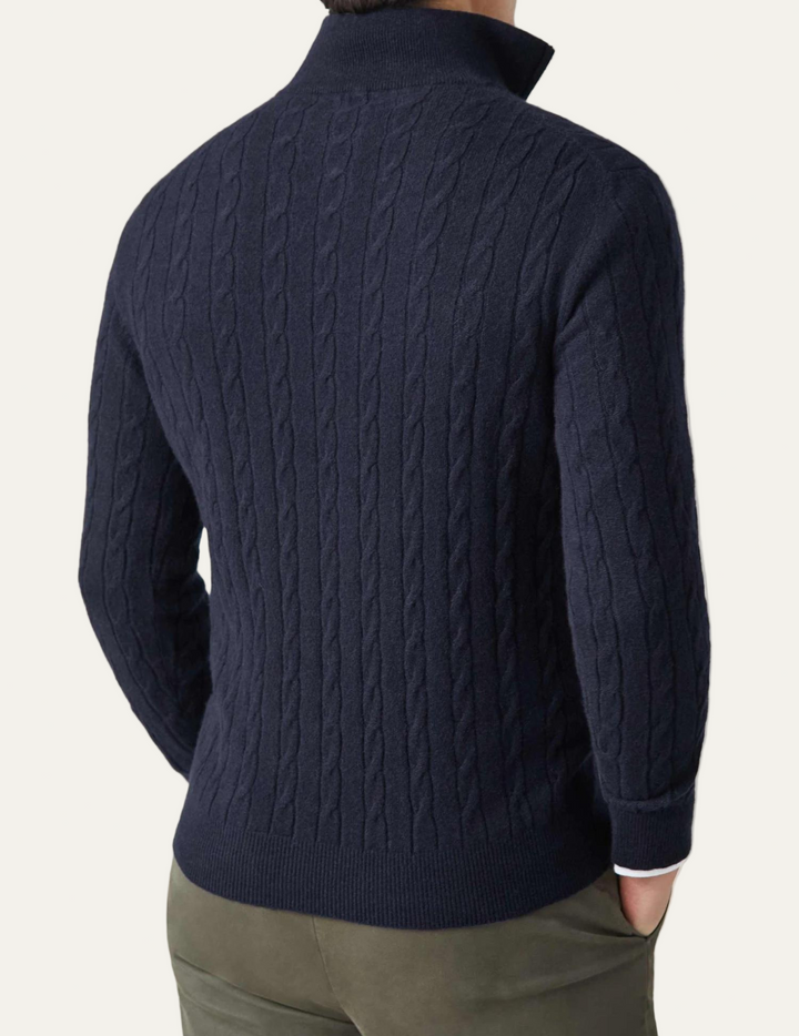 Mens Cable Knit Sweater with Zipper