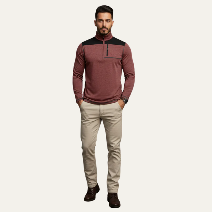 Mens Technical Pullover Quarter Zip Chest Pocket
