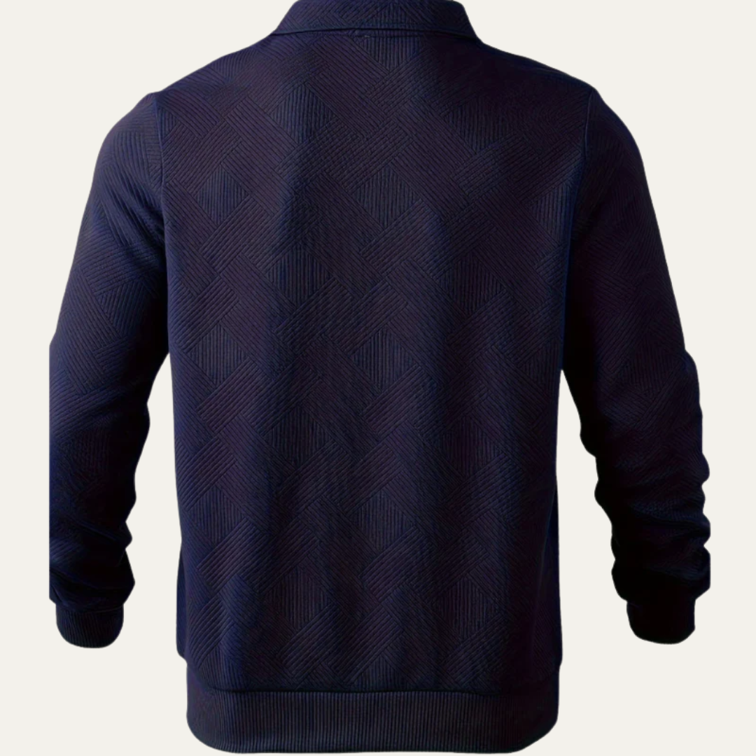 Mens Polo Sweater Textured Quarter Zipper