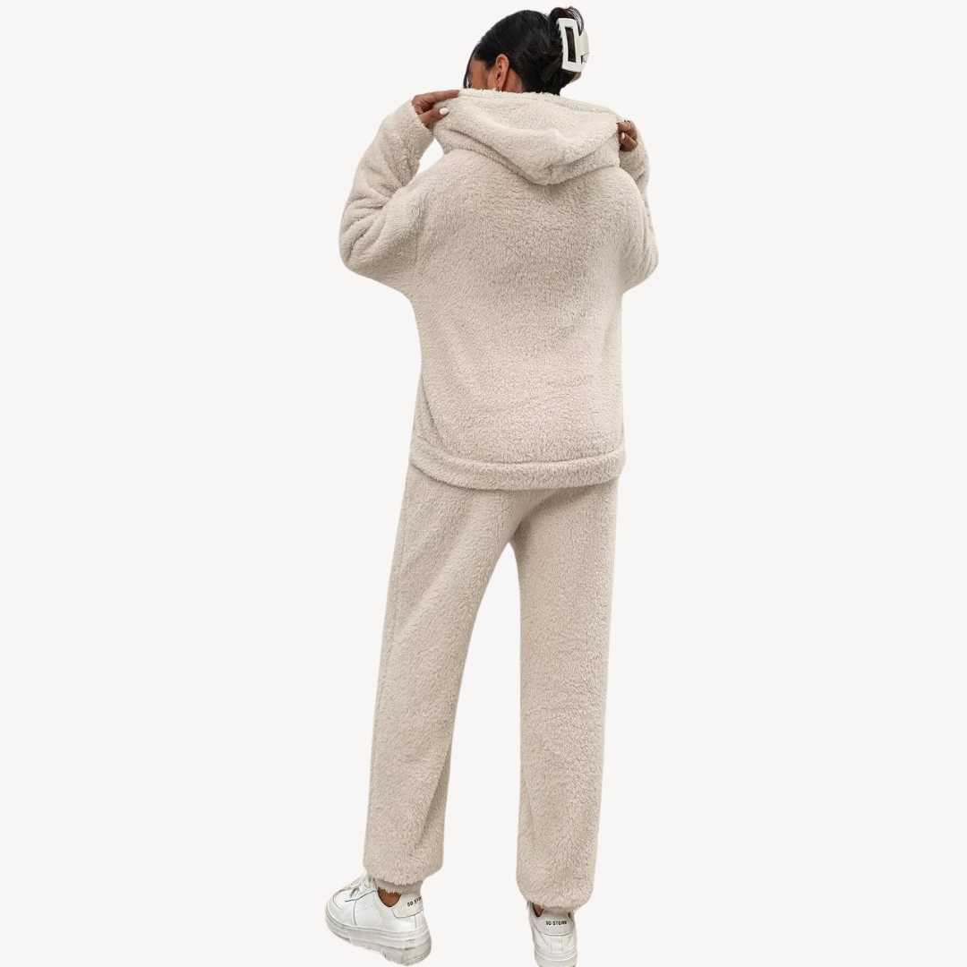 Womens Loungewear Set Plush Fleece Hoodie Relaxed Fit