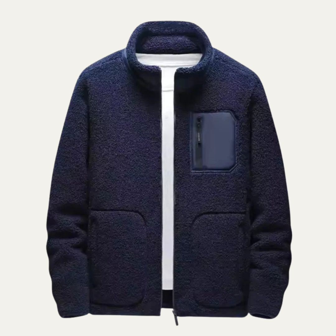 Mens Fleece Jacket Plush Material Relaxed Fit
