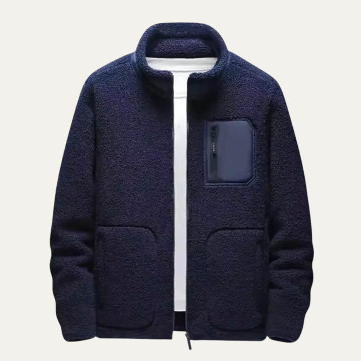 Mens Fleece Jacket Plush Material Relaxed Fit