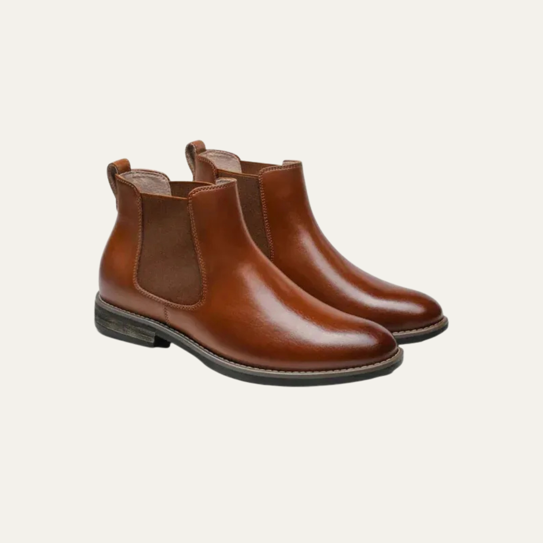 Mens Chelsea Boots Leather Rugged Thick Sole
