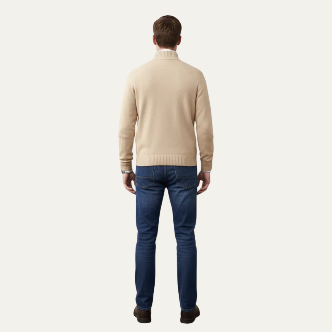 Mens Knit Sweater High Collar Quarter Zip