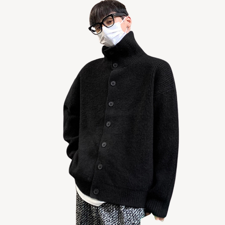 Mens Ribbed Knit Cardigan with Buttons