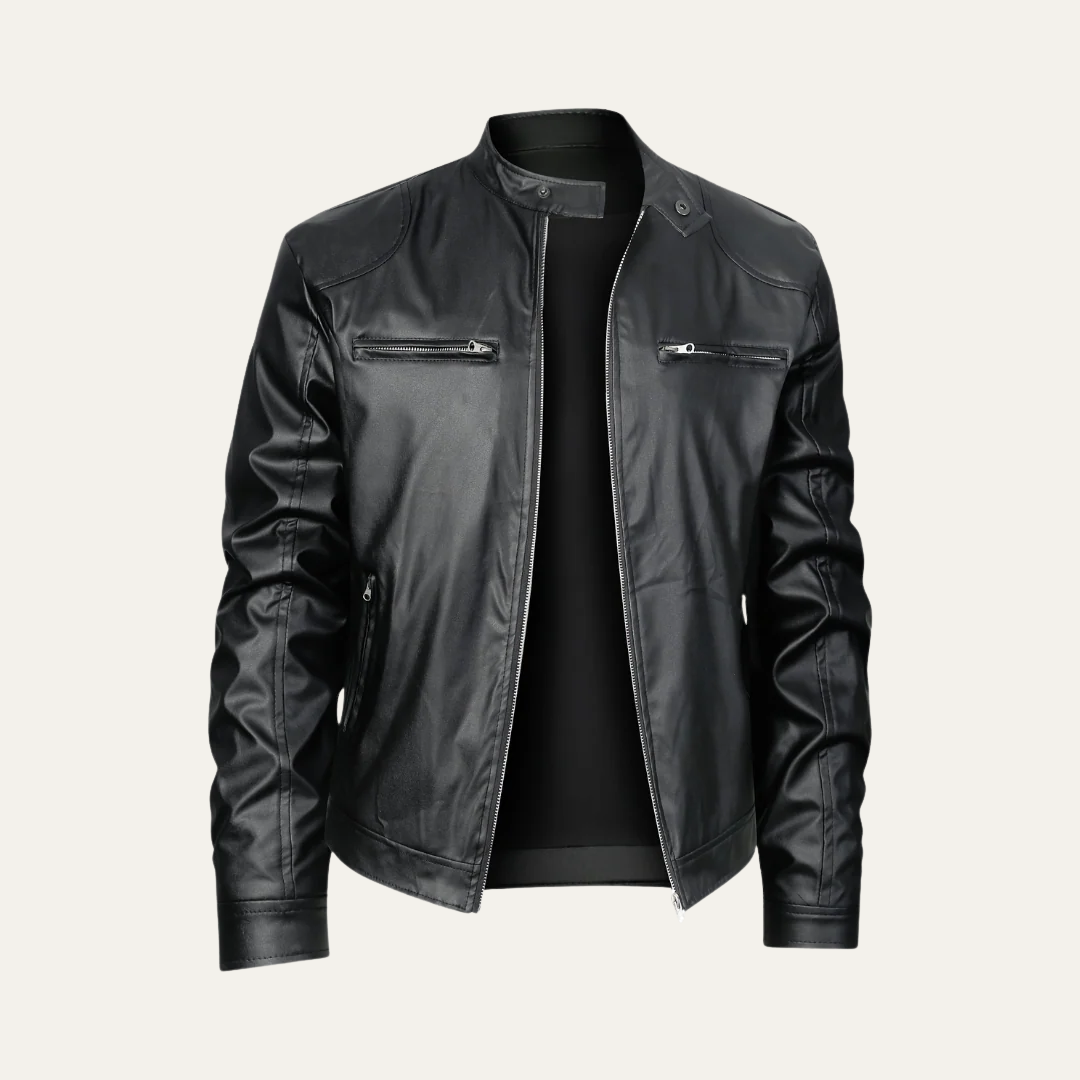 Mens Leather Motorcycle Jacket Fitted Style