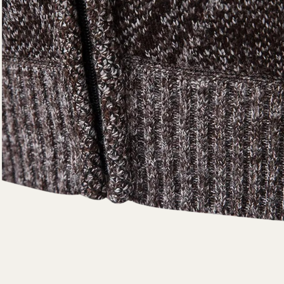 Mens Casual Knit Zip-Up Jacket Winter Style