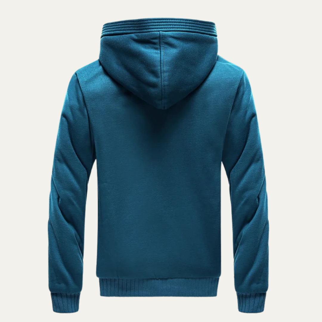 Mens Hooded Zip Jacket Plush Fleece Lined Heavy Duty