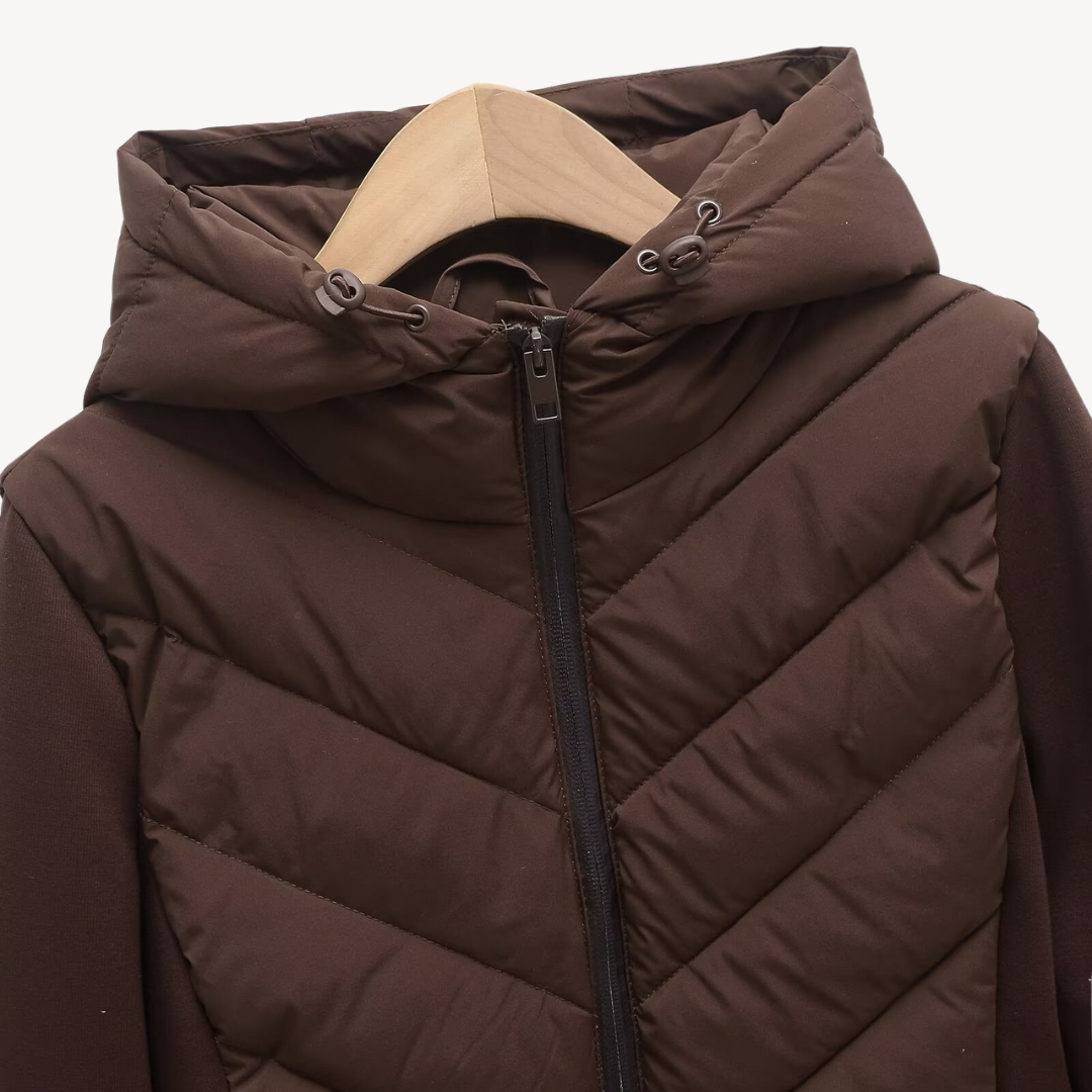 Womens Quilted Jacket Chevron Pattern Regular Fit