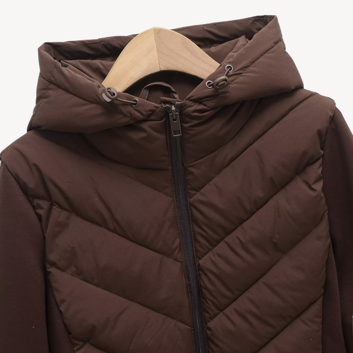Womens Quilted Jacket Chevron Pattern Regular Fit