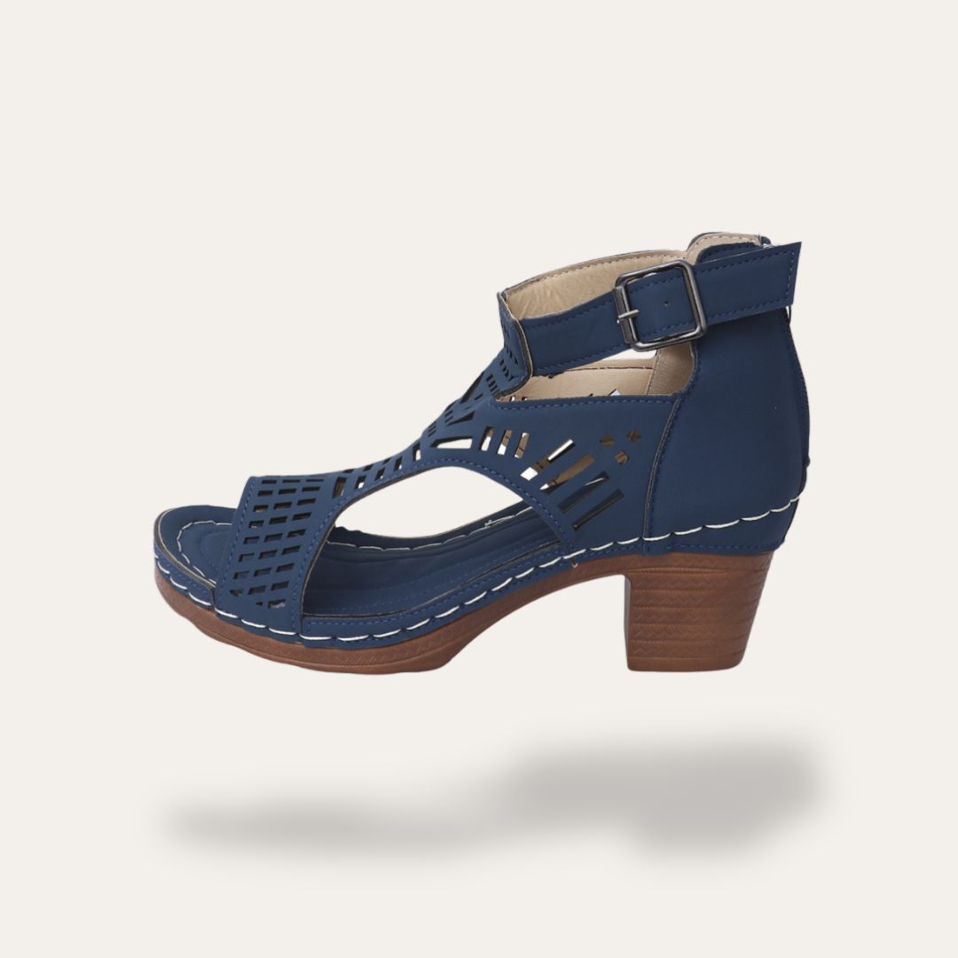 Womens Wedge Sandals Leather Cutout Design