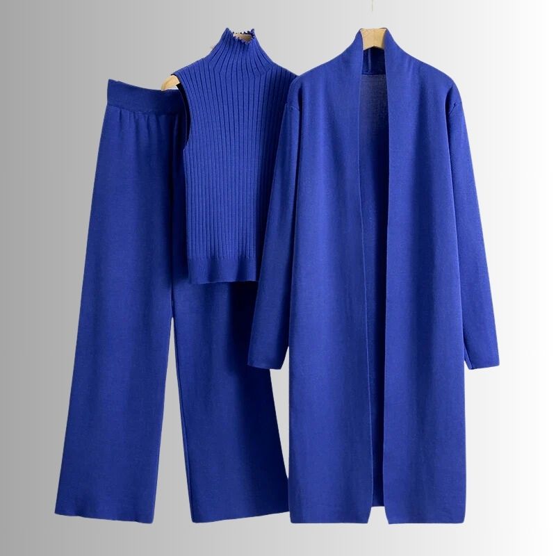 Womens Knit Lounge Set Cardigan Sleeveless Top Wide-Leg Pants
