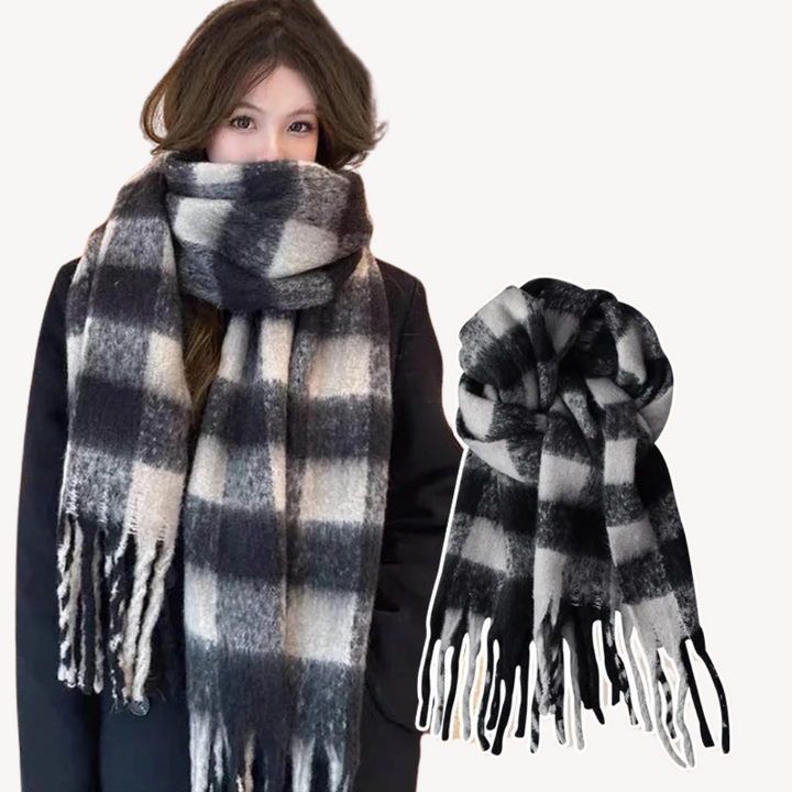 Unisex Wool Scarf Plaid Pattern