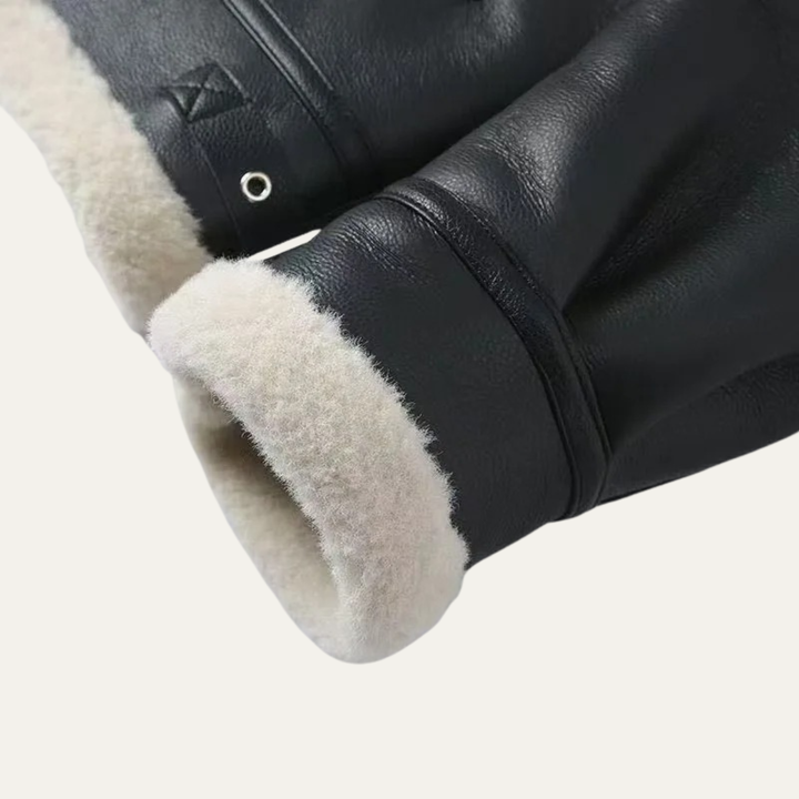 Mens Aviator Jacket Shearling with Fleece Lining Winter