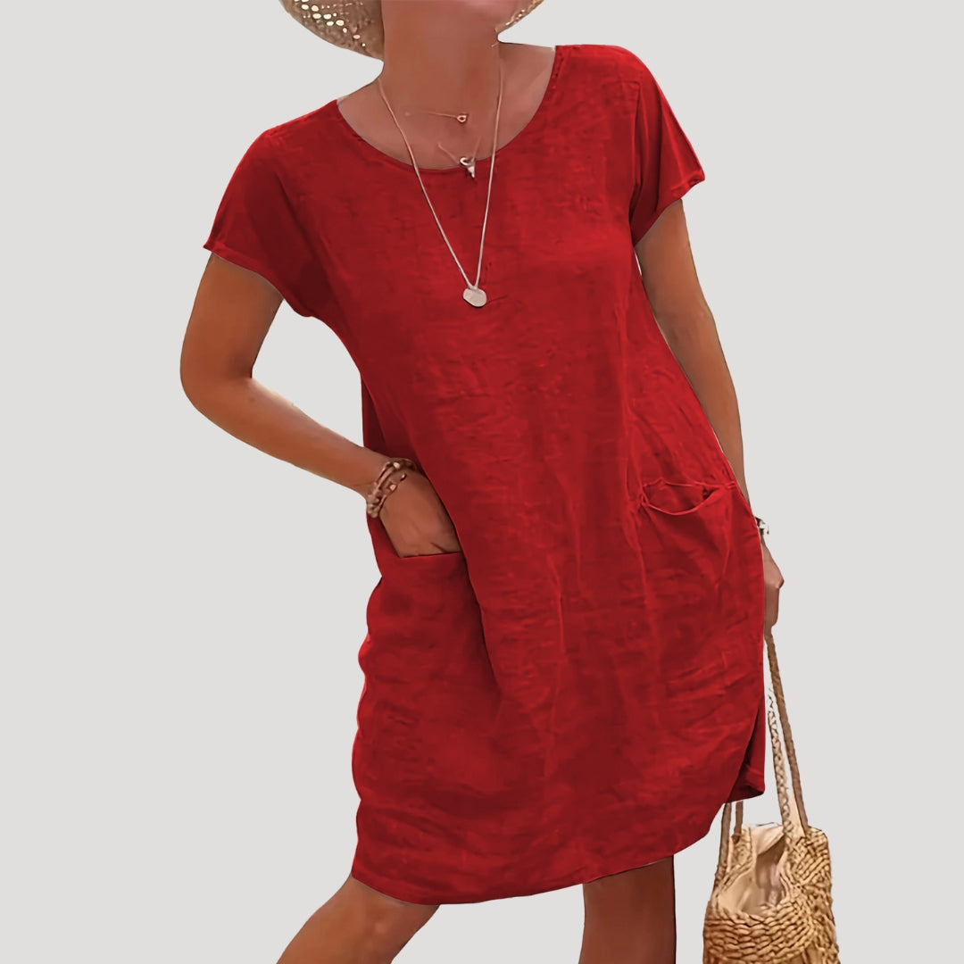 Womens Midi Dress Comfortable Short Sleeve Summer