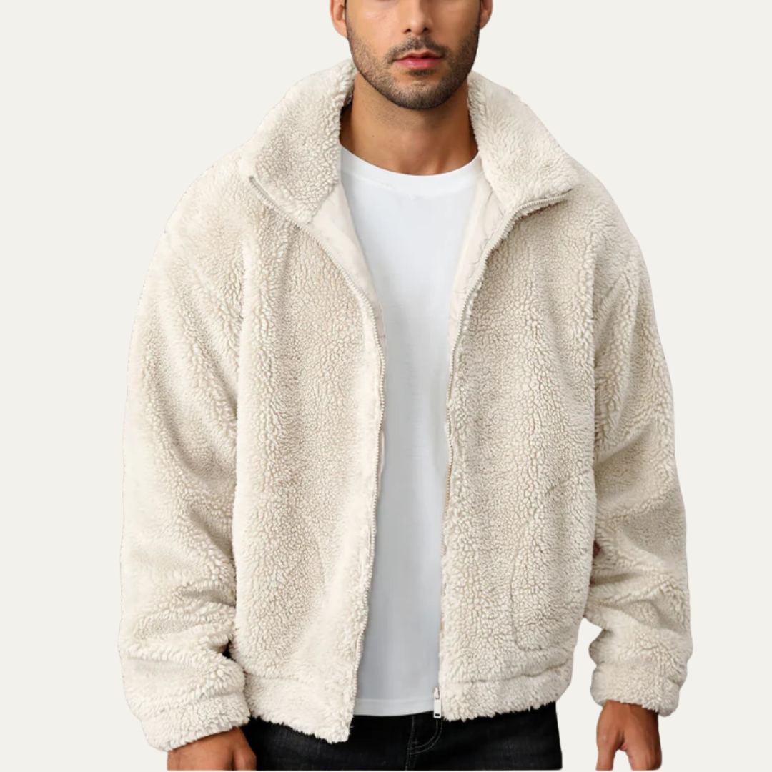 Mens Casual Jacket Fleece Sheepskin Look