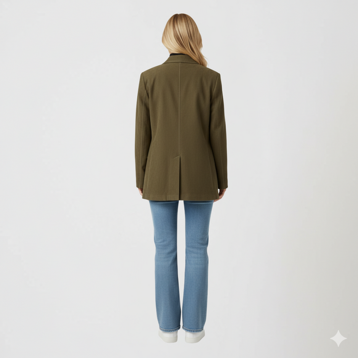 Womens Oversized Autumn Jacket Button-Up with Pockets
