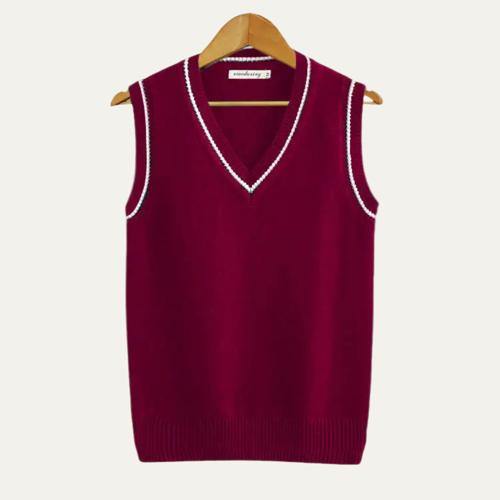 Mens Sweater Vest Textured V-Neck Striped Style