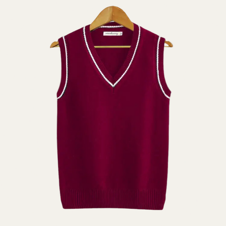 Mens Sweater Vest Textured V-Neck Striped Style