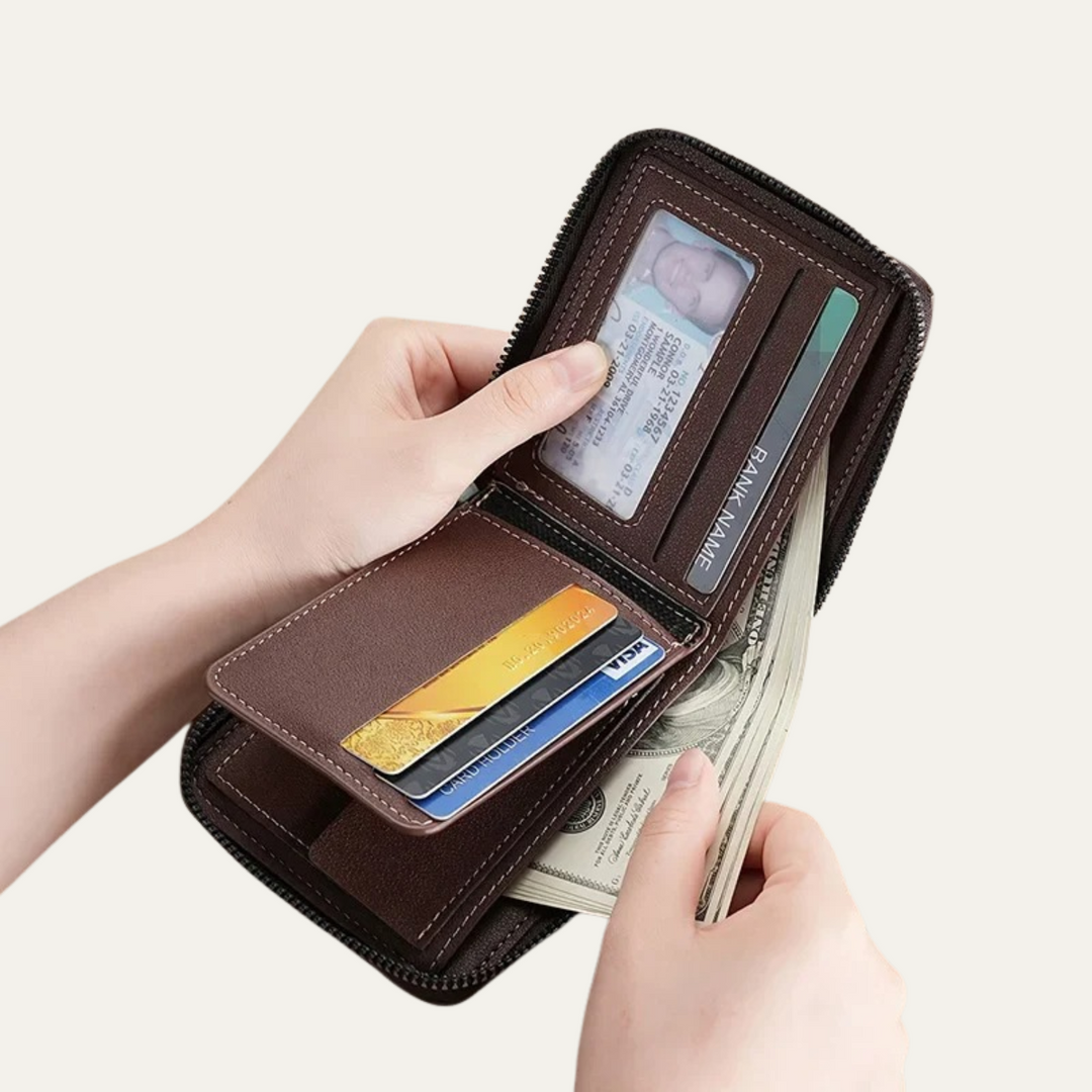 Mens Leather Coin Purse Wallet Compact Slim Design