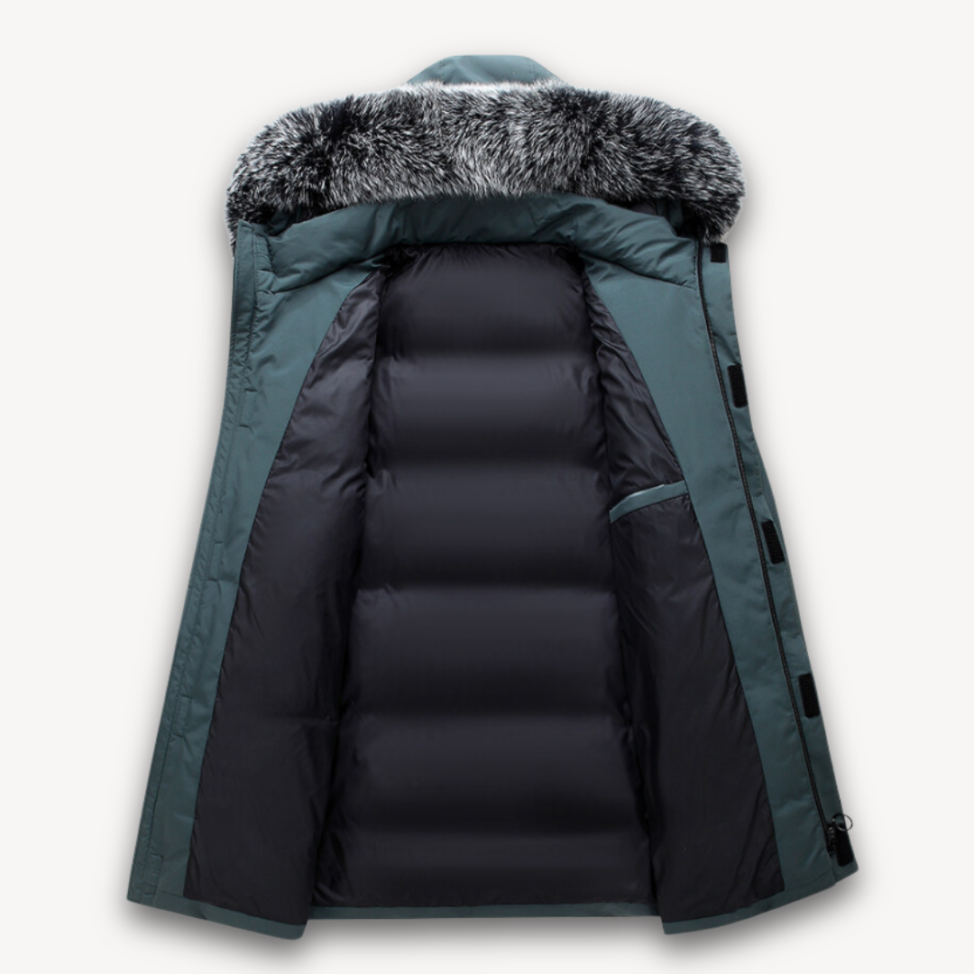 Mens Waterproof Parka Coat with Faux Fur Hood