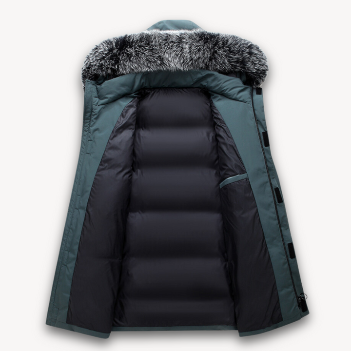 Mens Waterproof Parka Coat with Faux Fur Hood