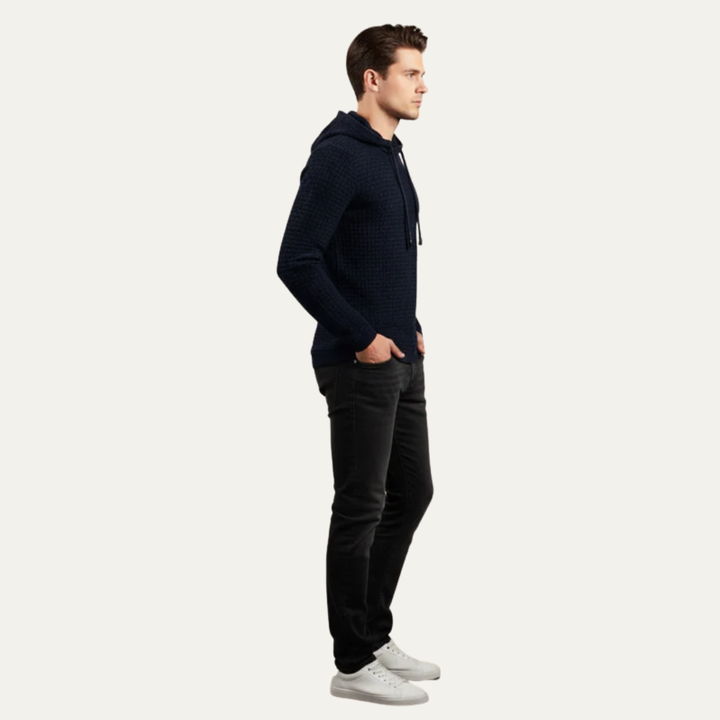 Mens Hooded Sweater Fine Knit Classic Fit